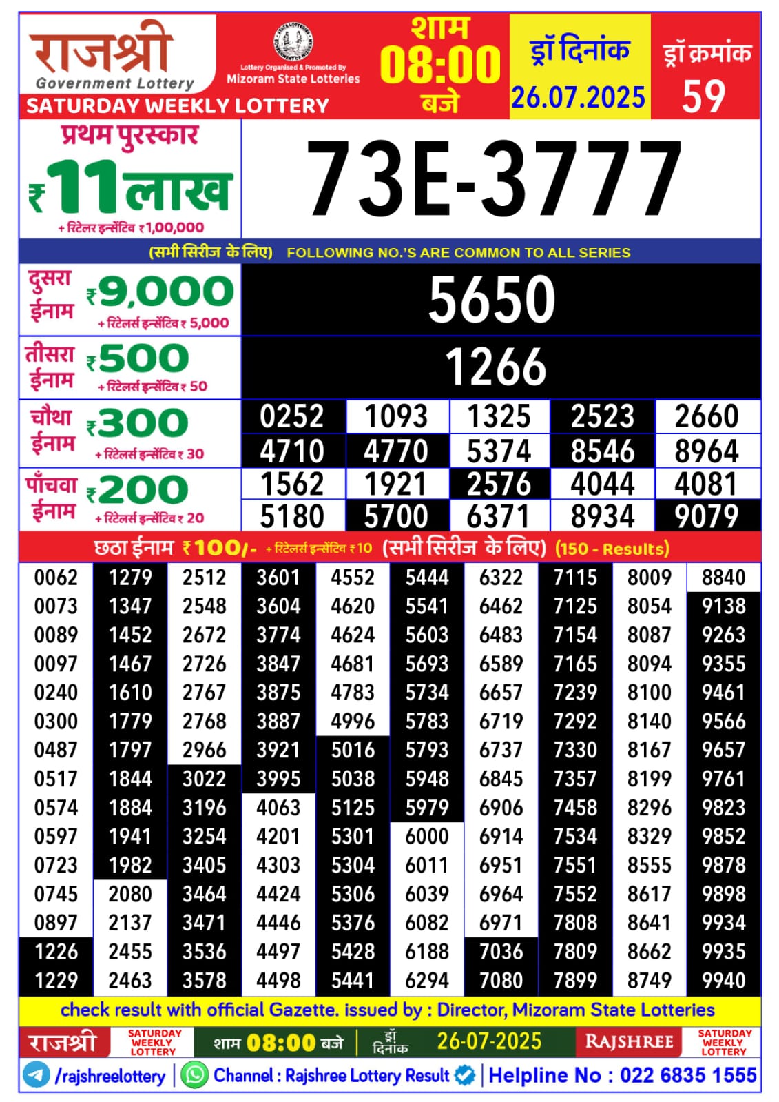 Everest Result Today Dear Lottery Chart