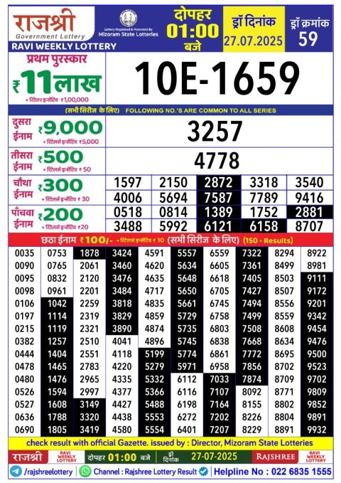 Everest Result Today Dear Lottery Chart