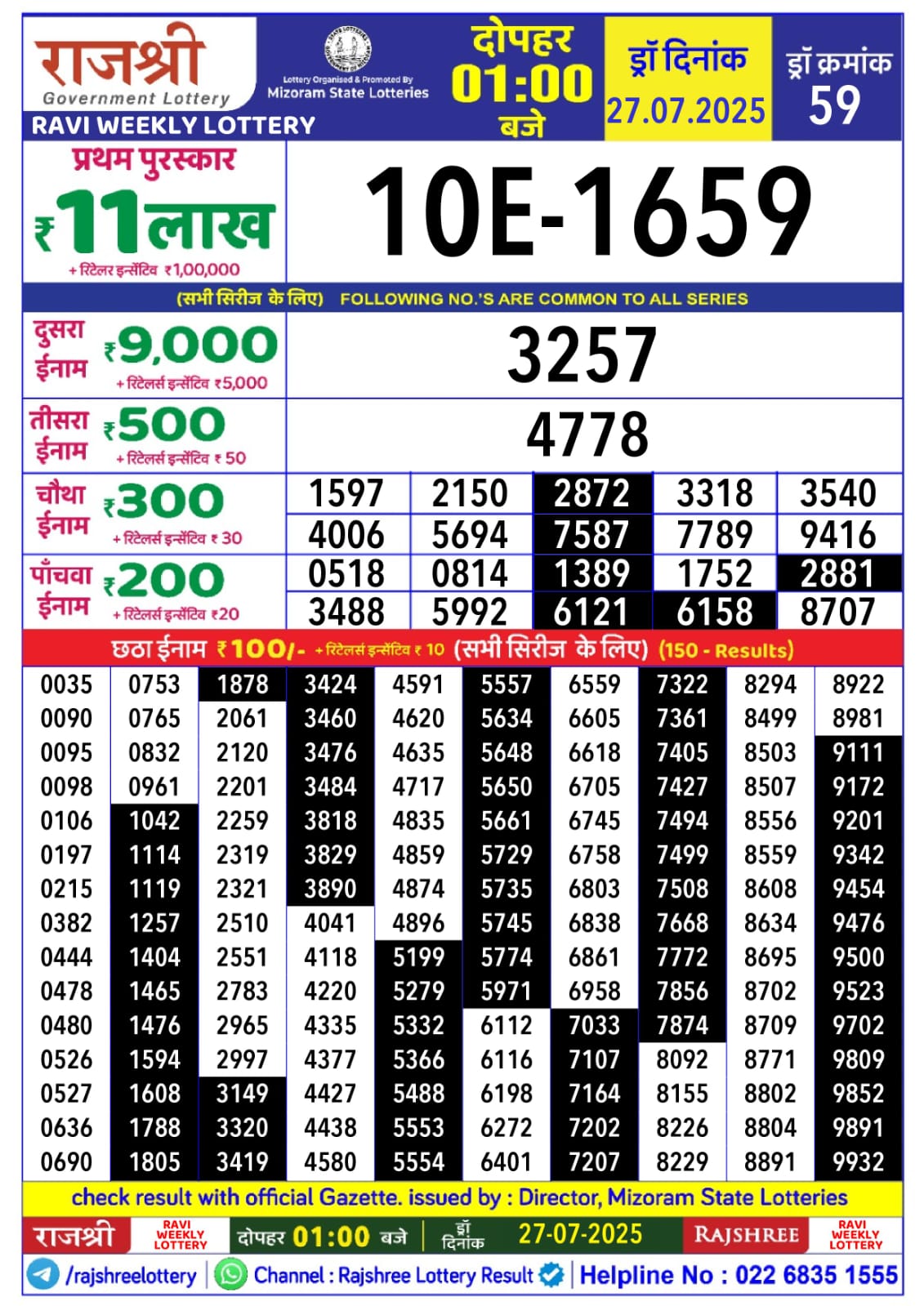 Everest Result Today Dear Lottery Chart