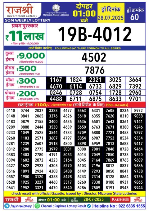 Everest Result Today Dear Lottery Chart