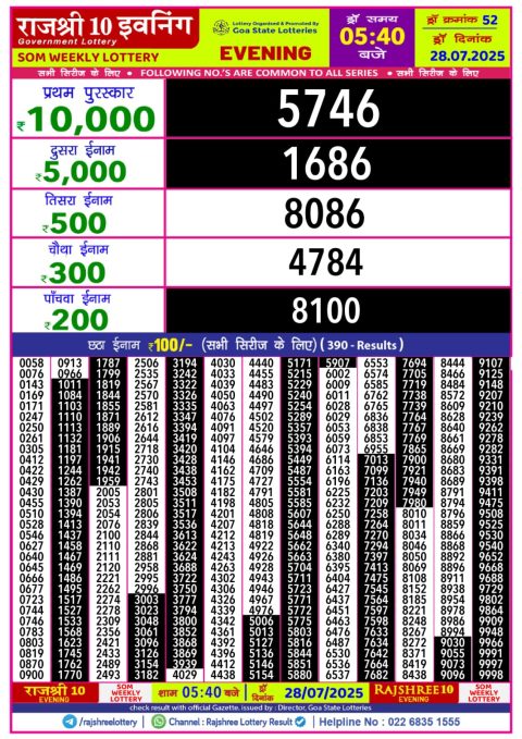 Everest Result Today Dear Lottery Chart