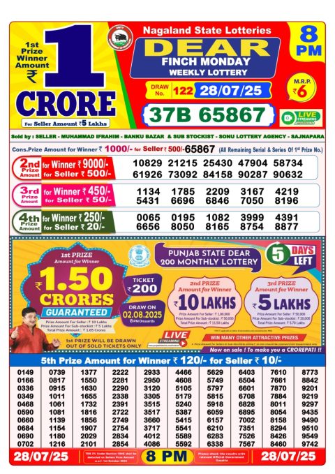 Everest Result Today Dear Lottery Chart