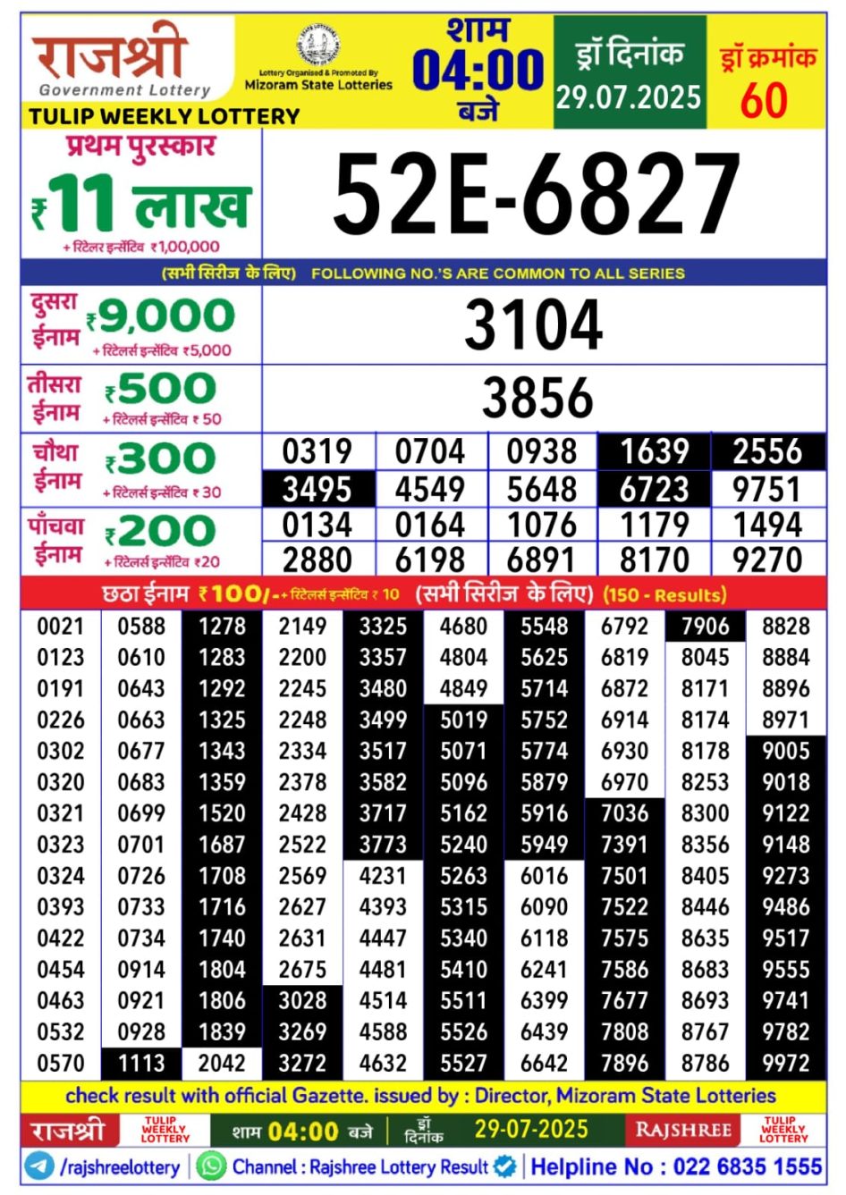 Everest Result Today Dear Lottery Chart