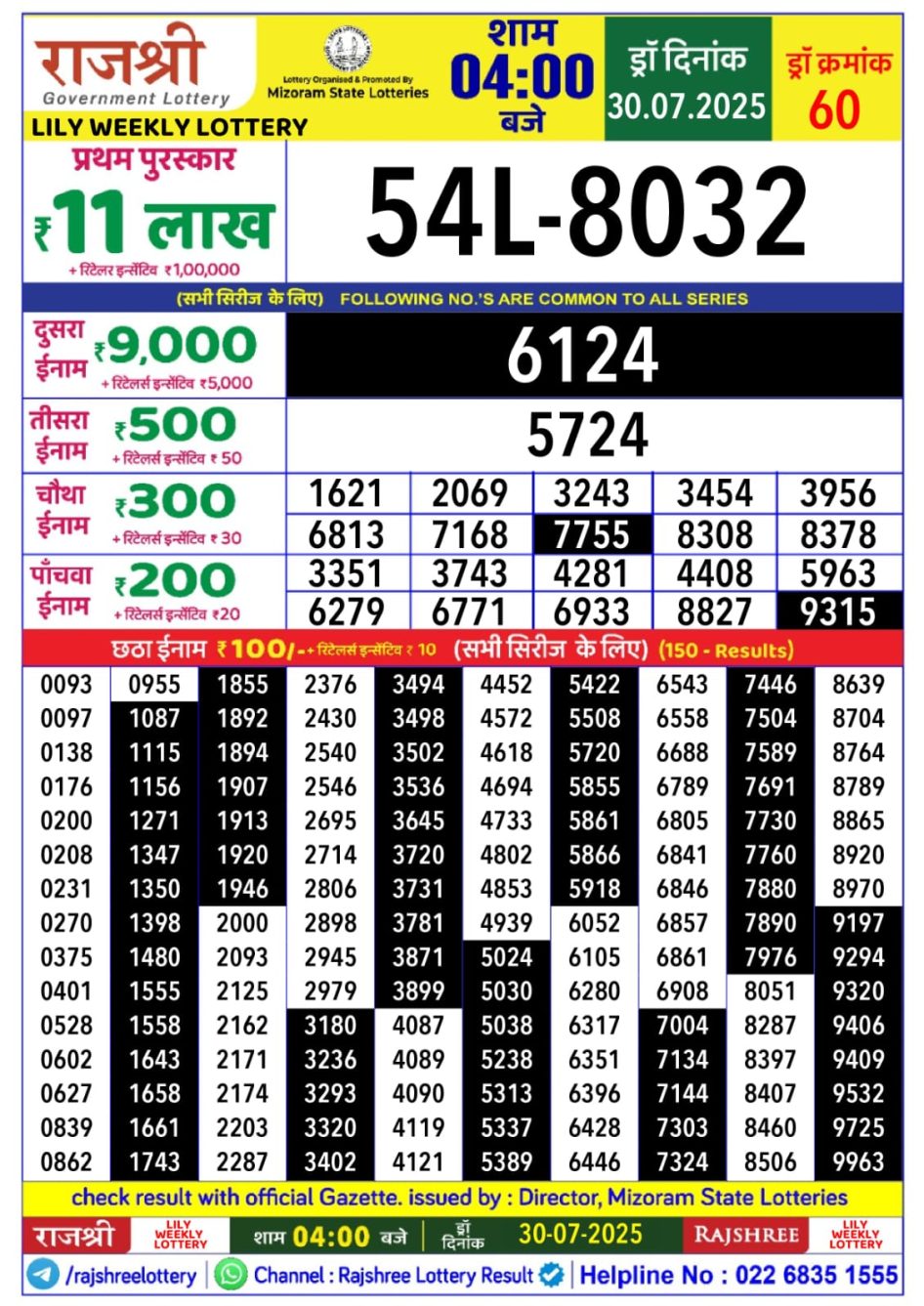 Everest Result Today Dear Lottery Chart