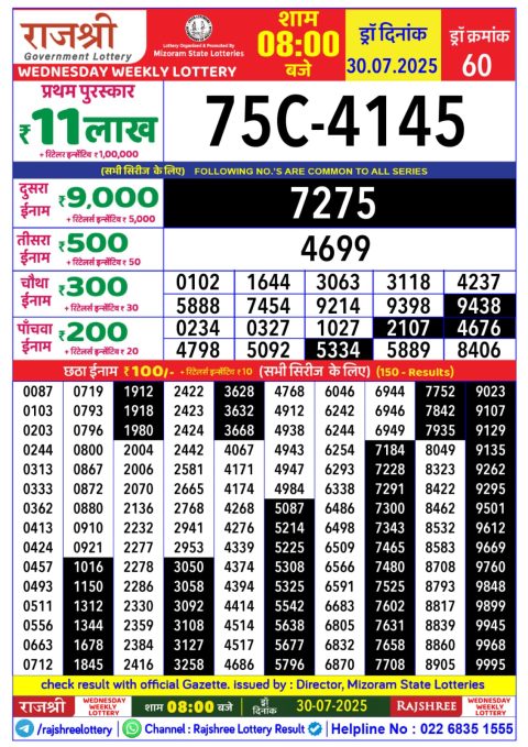 Everest Result Today Dear Lottery Chart
