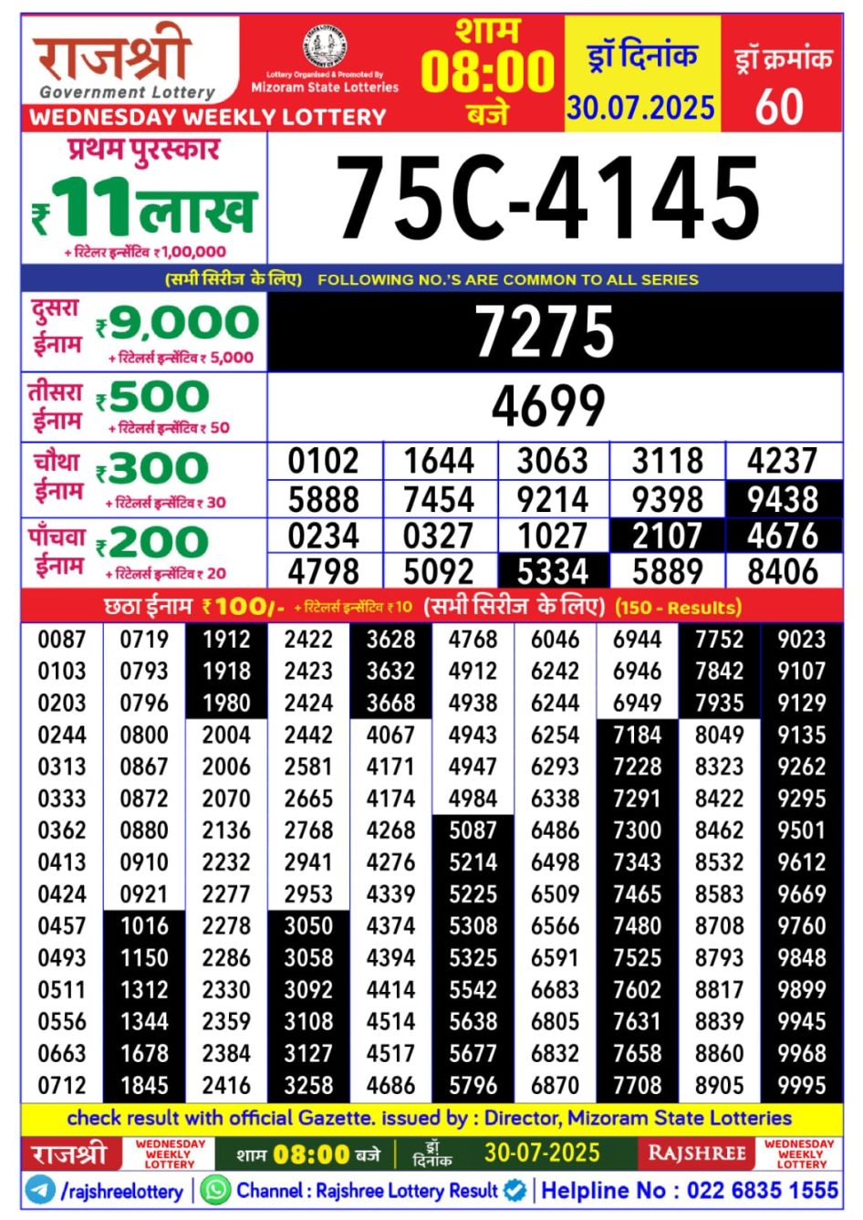 Everest Result Today Dear Lottery Chart