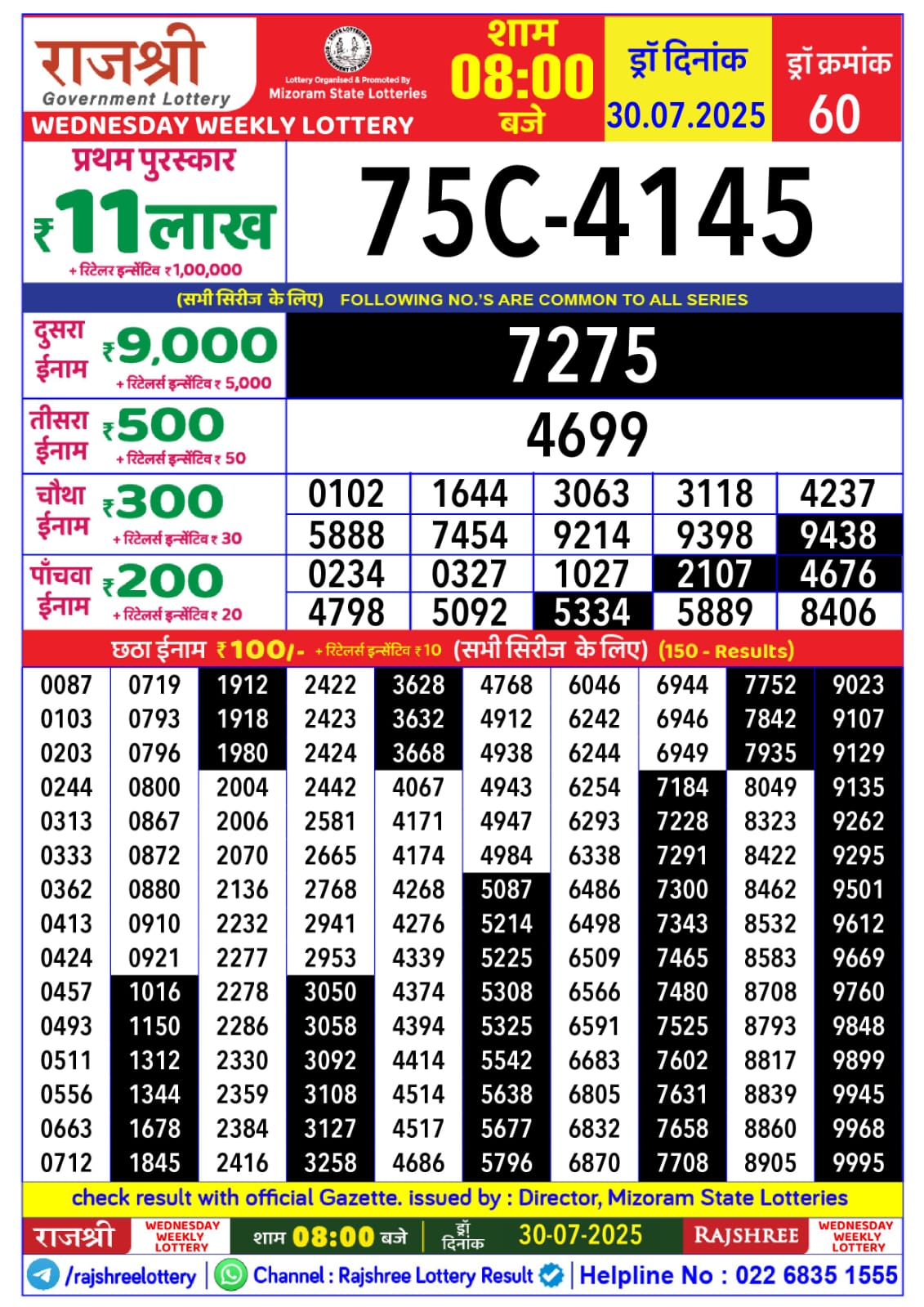 Everest Result Today Dear Lottery Chart