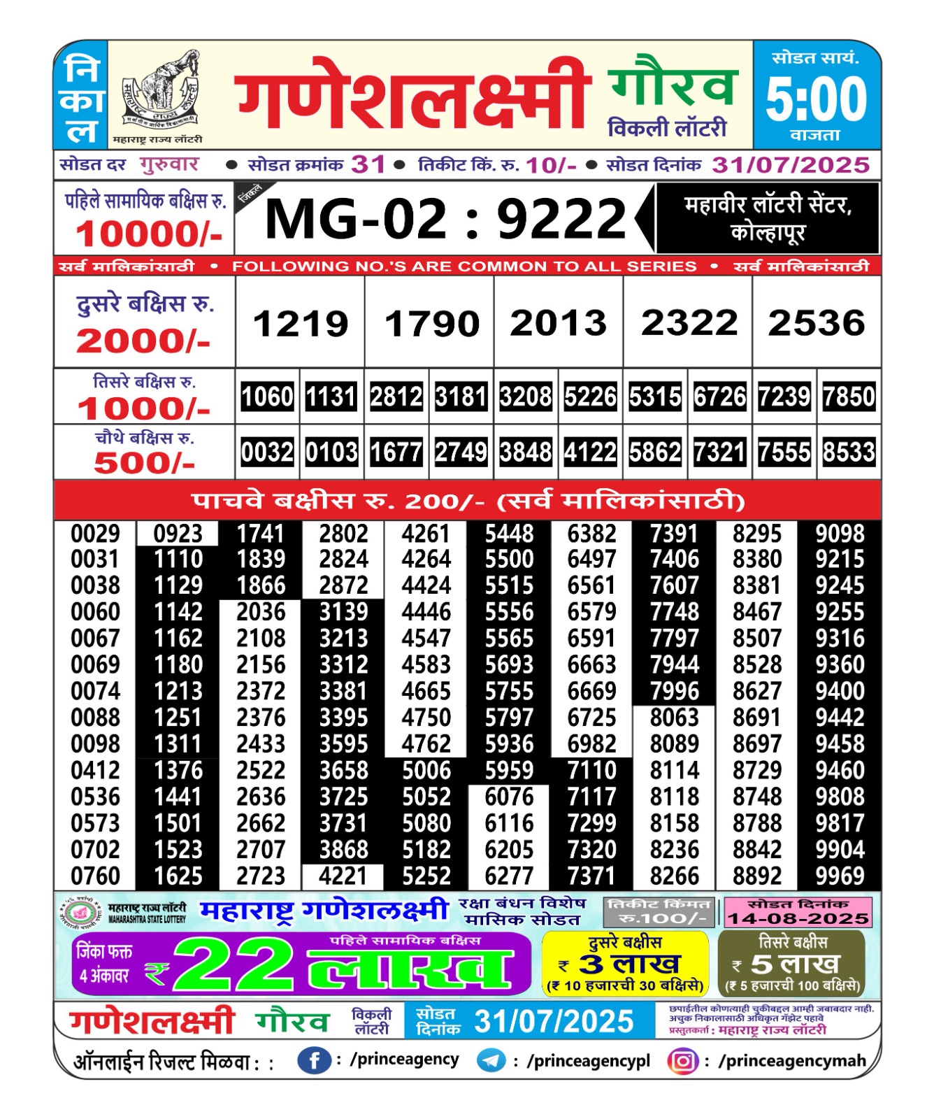Everest Result Today Dear Lottery Chart