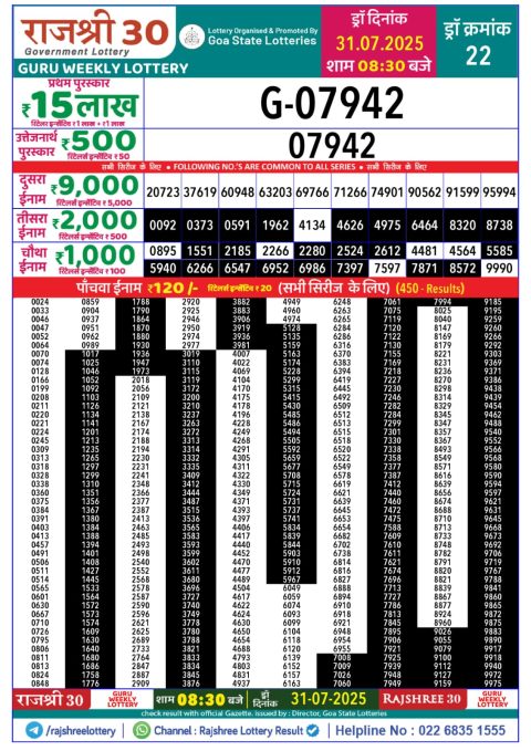 Everest Result Today Dear Lottery Chart