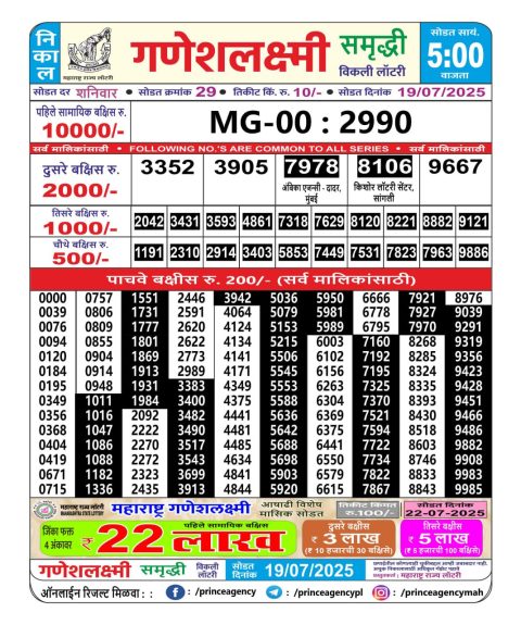 Everest Result Today Dear Lottery Chart