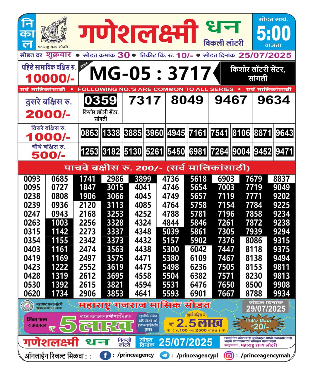 Everest Result Today Dear Lottery Chart