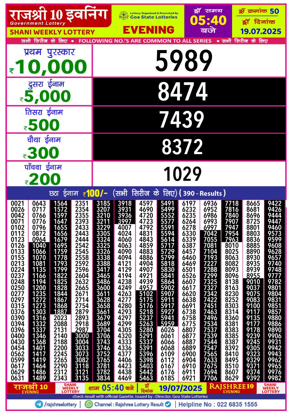 Everest Result Today Dear Lottery Chart