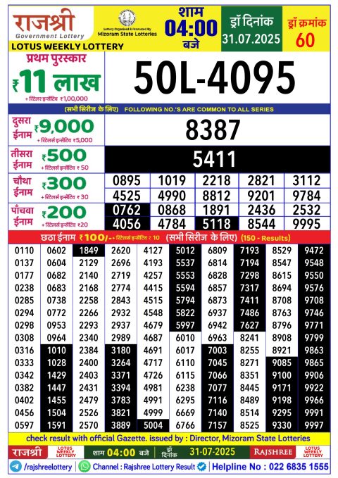Everest Result Today Dear Lottery Chart