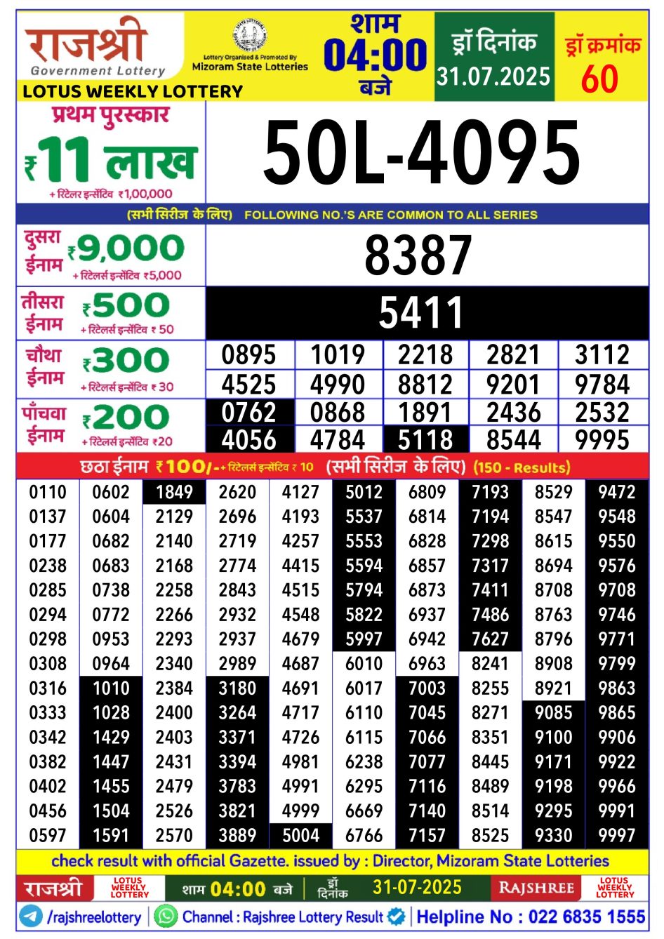 Everest Result Today Dear Lottery Chart