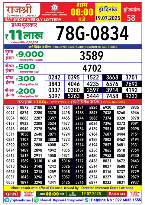Everest Result Today Dear Lottery Chart