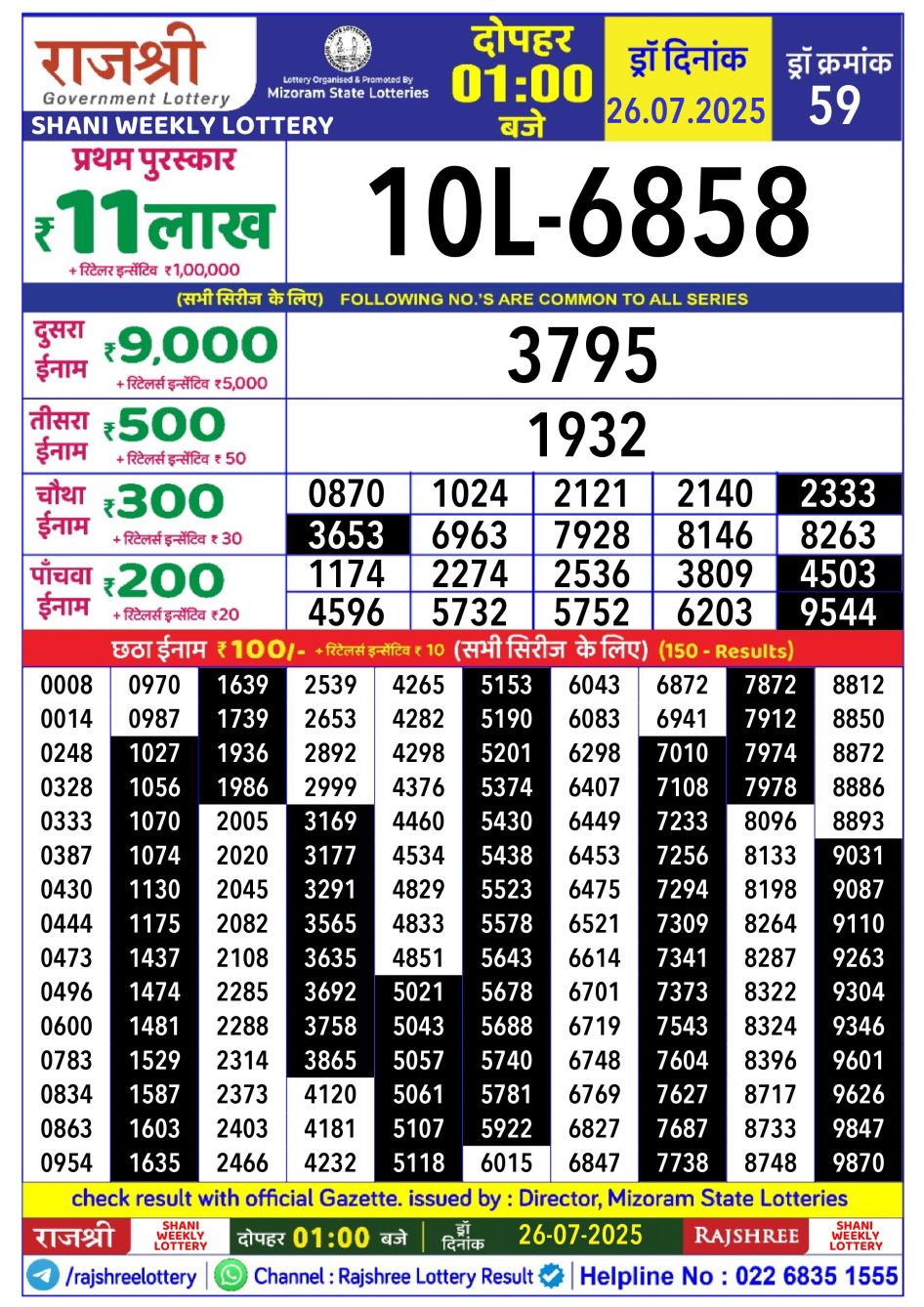 Everest Result Today Dear Lottery Chart