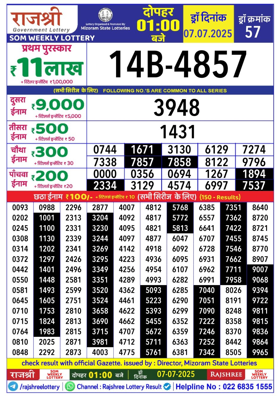Everest Result Today Dear Lottery Chart