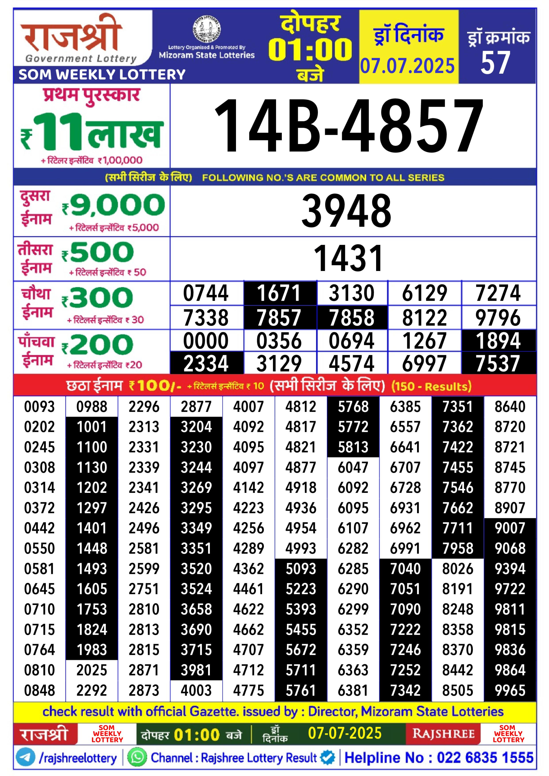 Everest Result Today Dear Lottery Chart