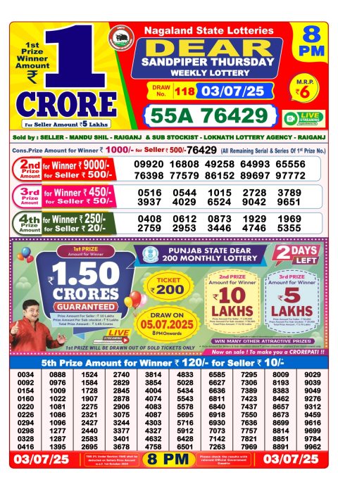 Everest Result Today Dear Lottery Chart