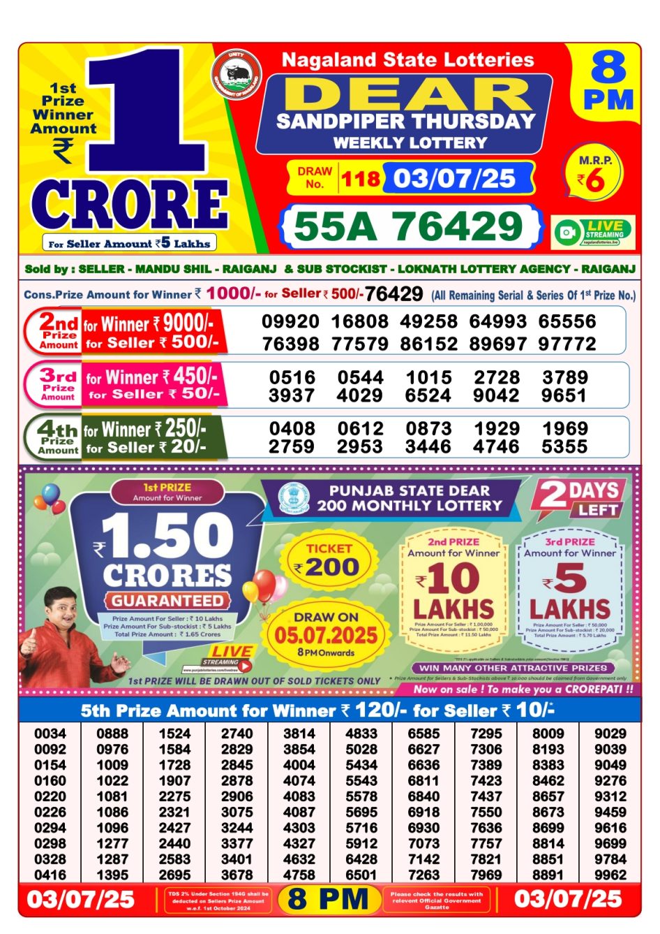 Everest Result Today Dear Lottery Chart