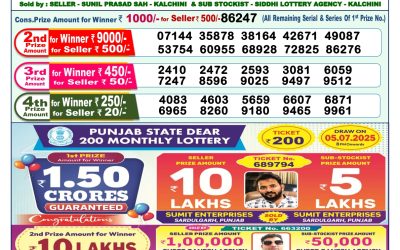 Dear lottery 1pm result 06.07.25