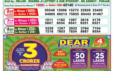 Dear lottery 1pm result 15.07.25