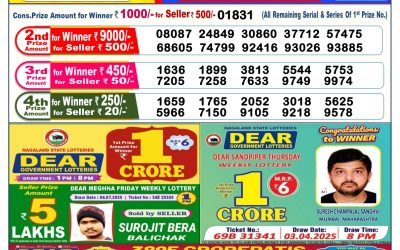 Dear lottery 6pm result 15.07.25