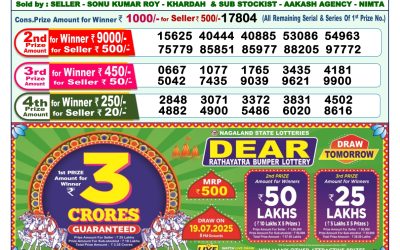 Dear Lottery 1pm Result 18.07.25