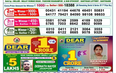 Dear lottery 1pm result 03.07.25