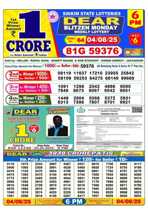 Everest Result Today Dear Lottery Chart