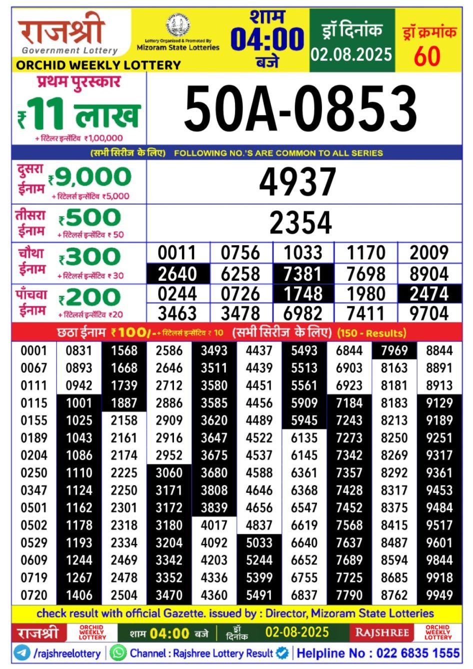 Everest Result Today Dear Lottery Chart