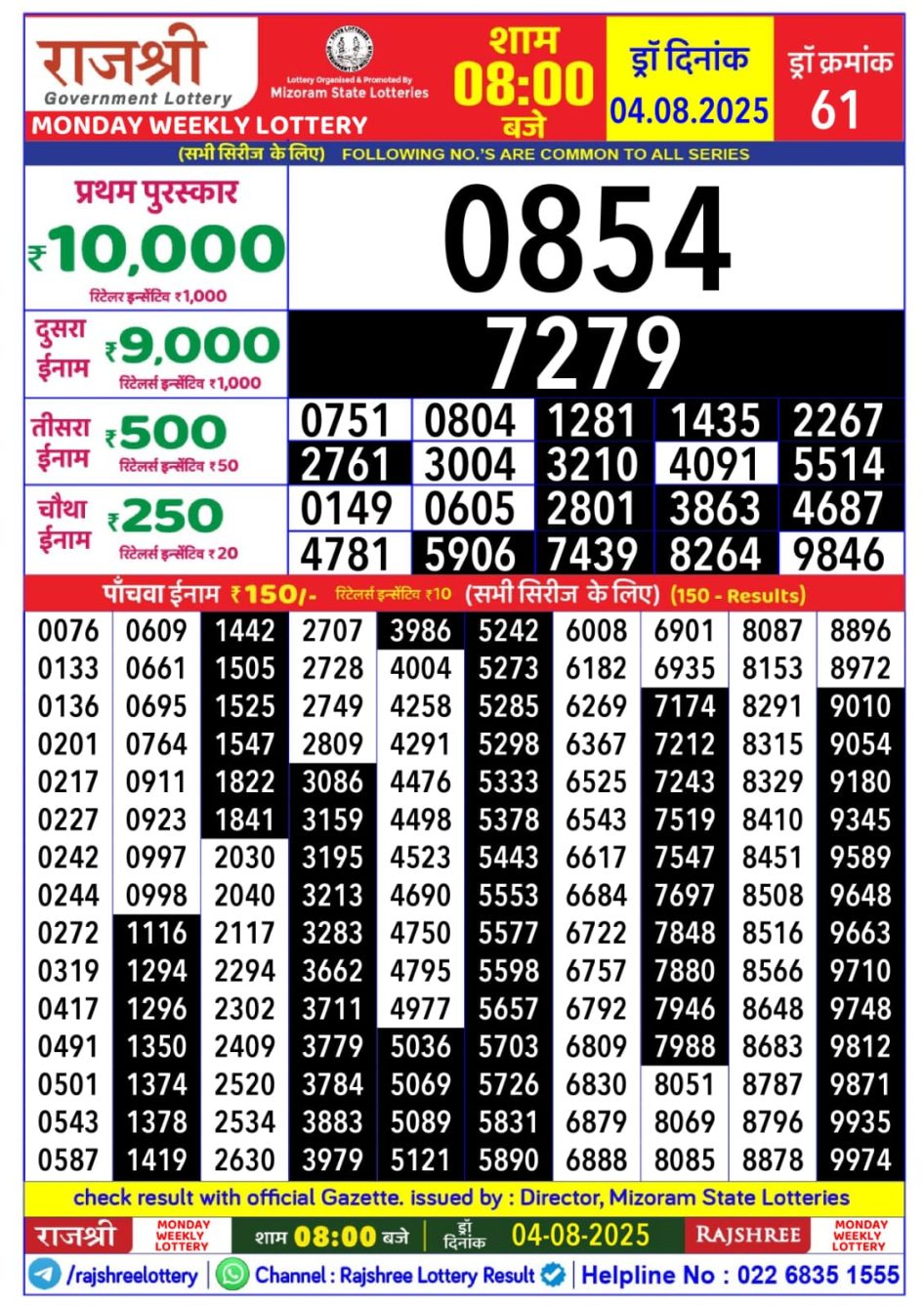 Everest Result Today Dear Lottery Chart