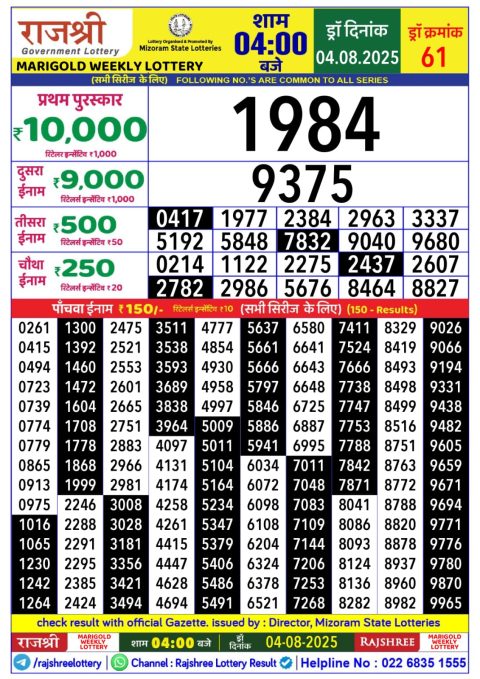 Everest Result Today Dear Lottery Chart