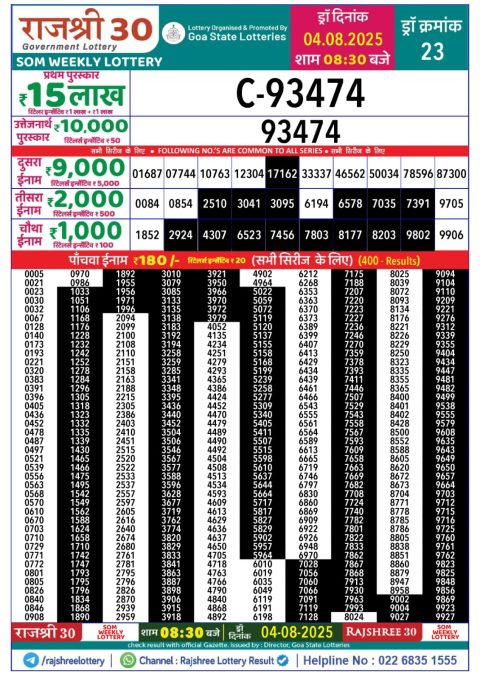 Everest Result Today Dear Lottery Chart