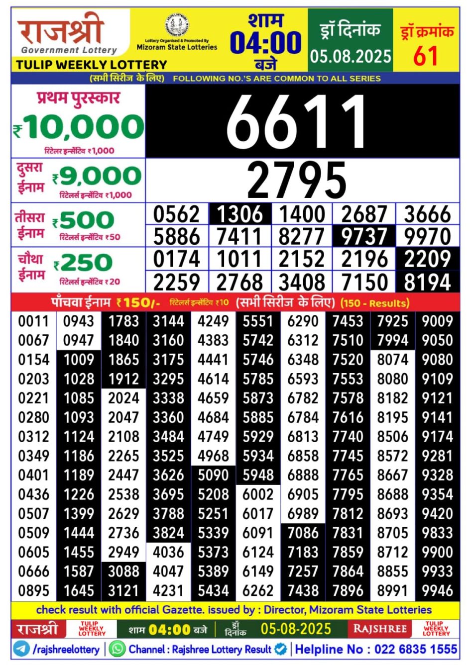 Everest Result Today Dear Lottery Chart