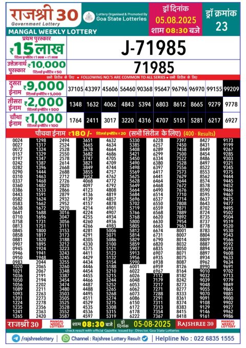 Everest Result Today Dear Lottery Chart