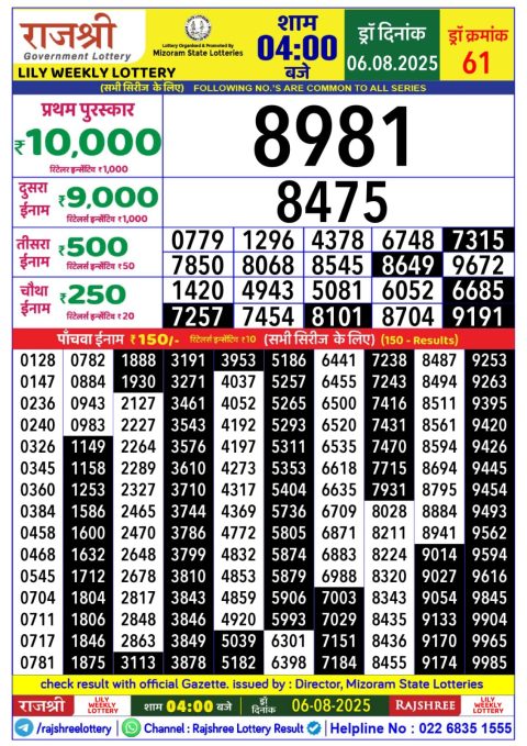 Everest Result Today Dear Lottery Chart