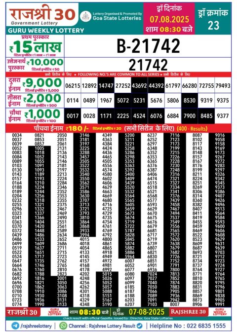 Everest Result Today Dear Lottery Chart