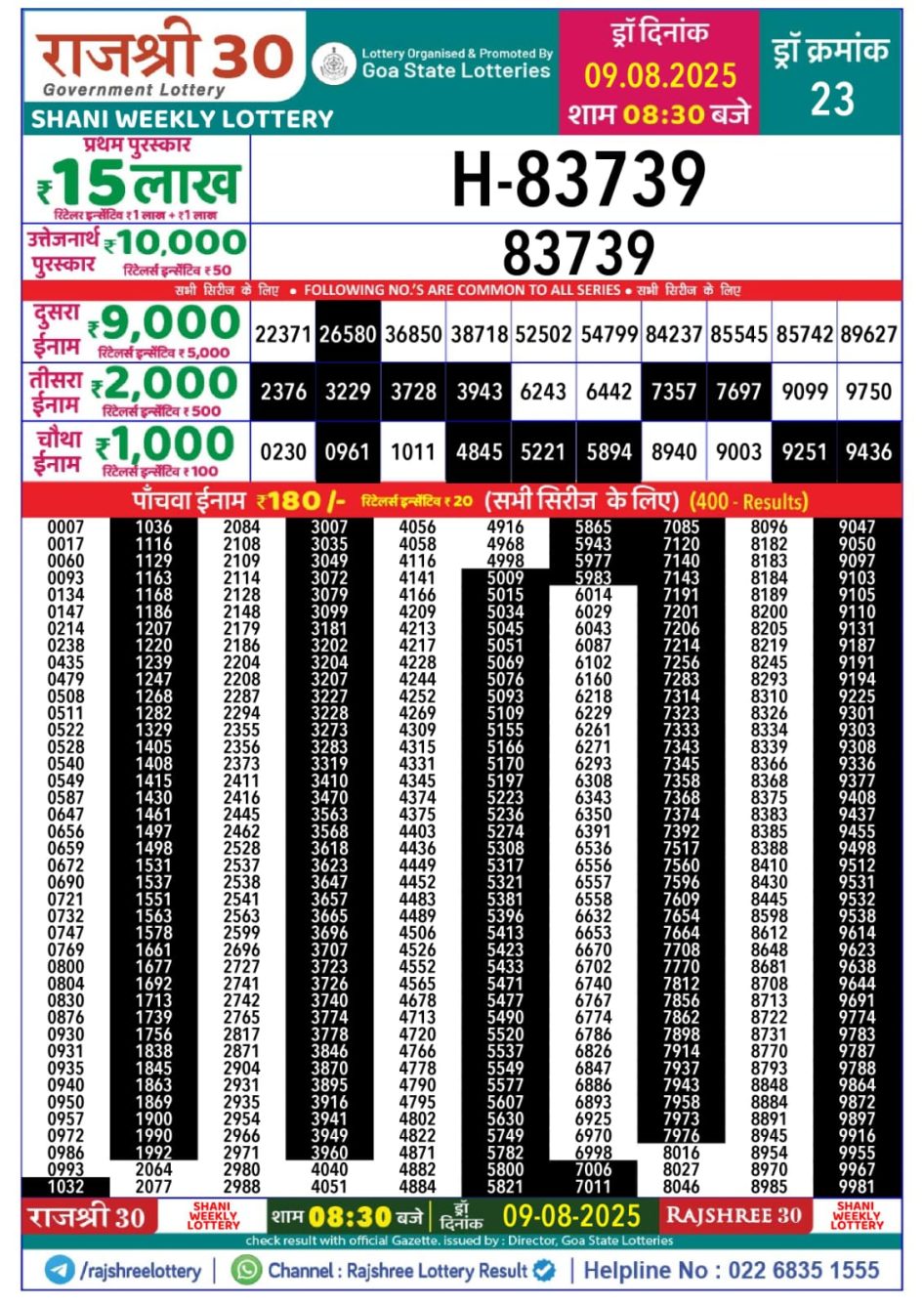 Everest Result Today Dear Lottery Chart
