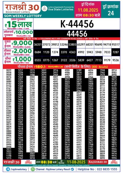 Everest Result Today Dear Lottery Chart