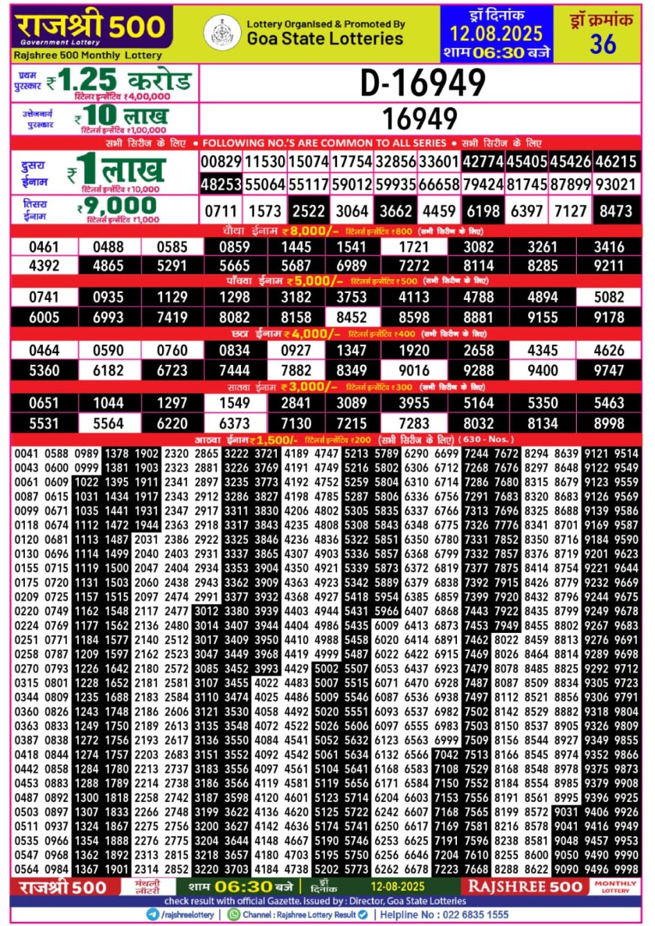 Everest Result Today Dear Lottery Chart