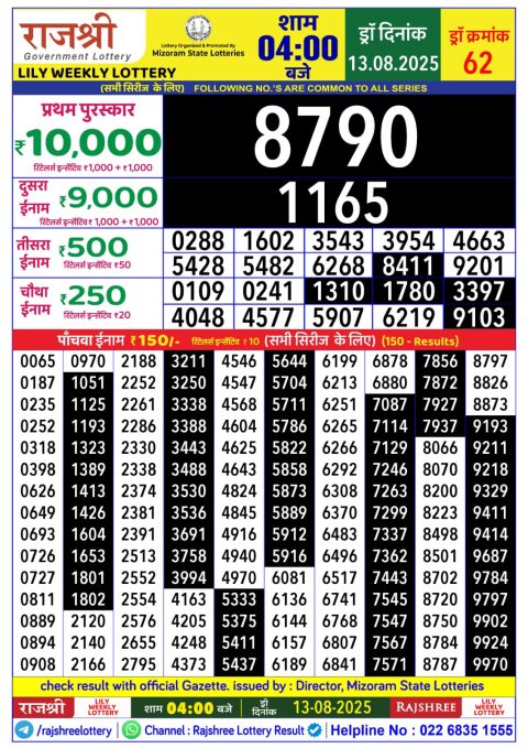 Everest Result Today Dear Lottery Chart