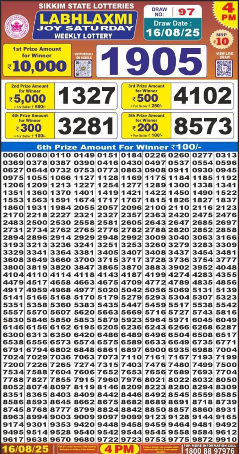 Everest Result Today Dear Lottery Chart
