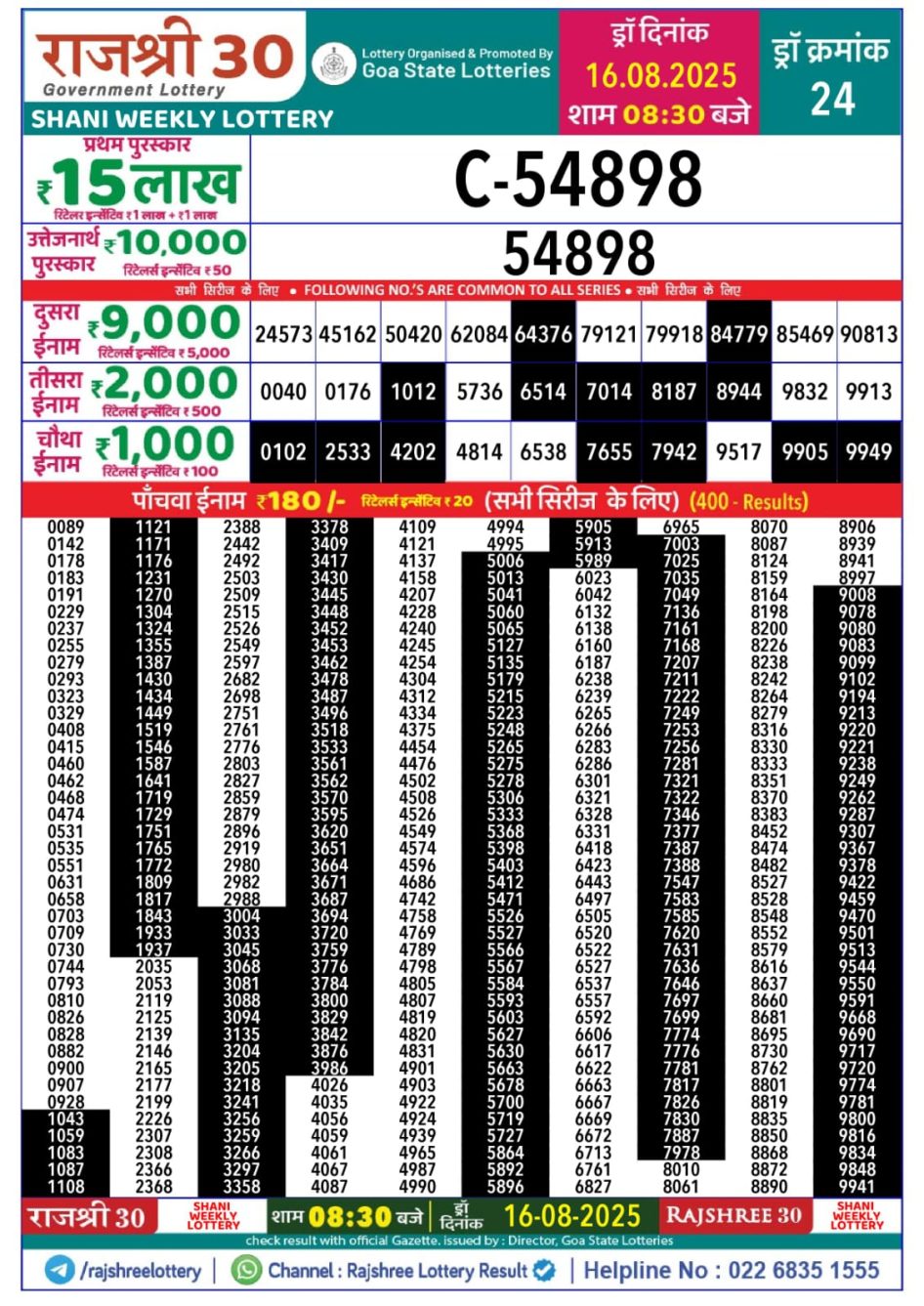 Everest Result Today Dear Lottery Chart
