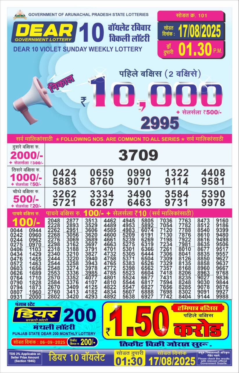 Everest Result Today Dear Lottery Chart