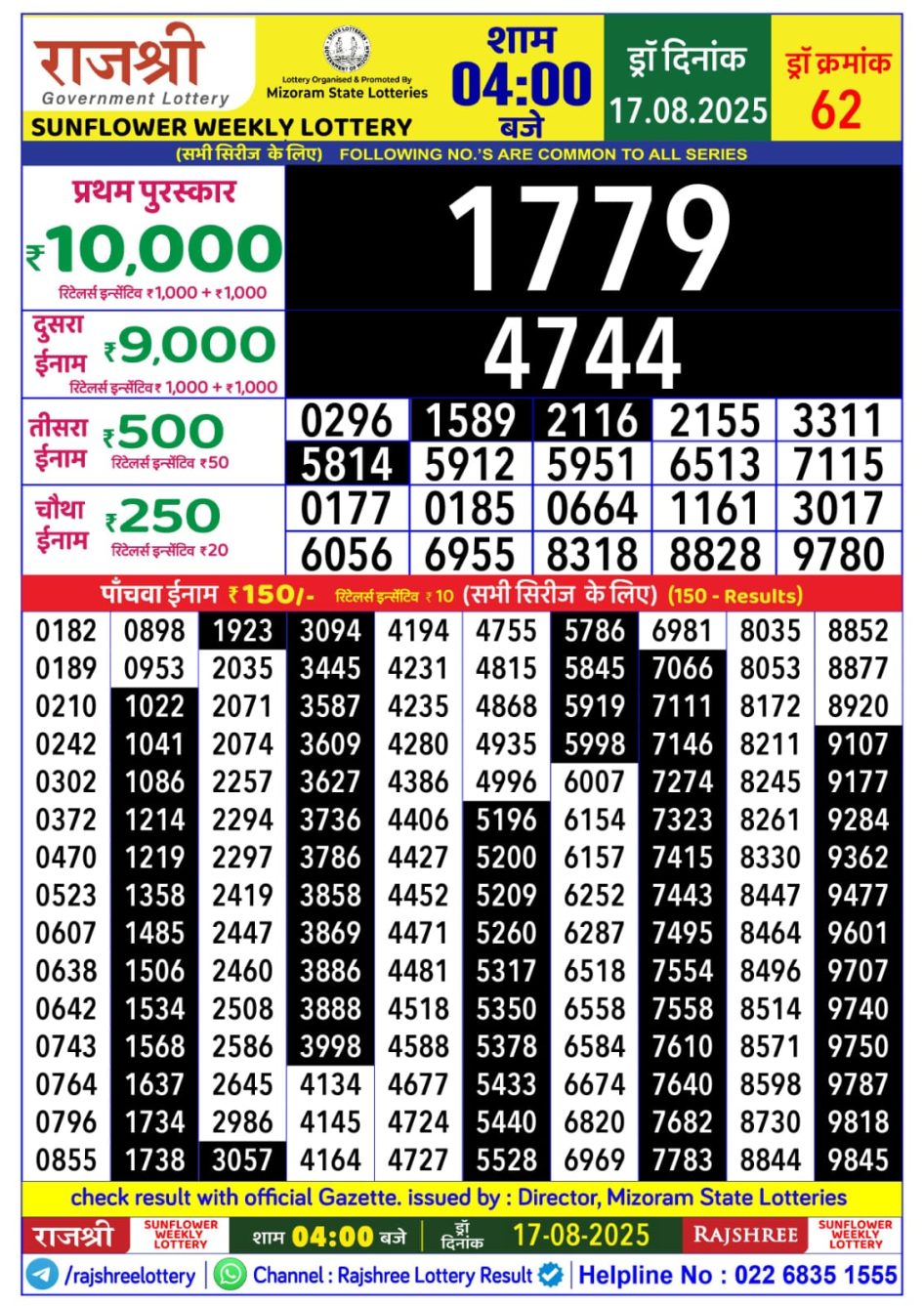 Everest Result Today Dear Lottery Chart