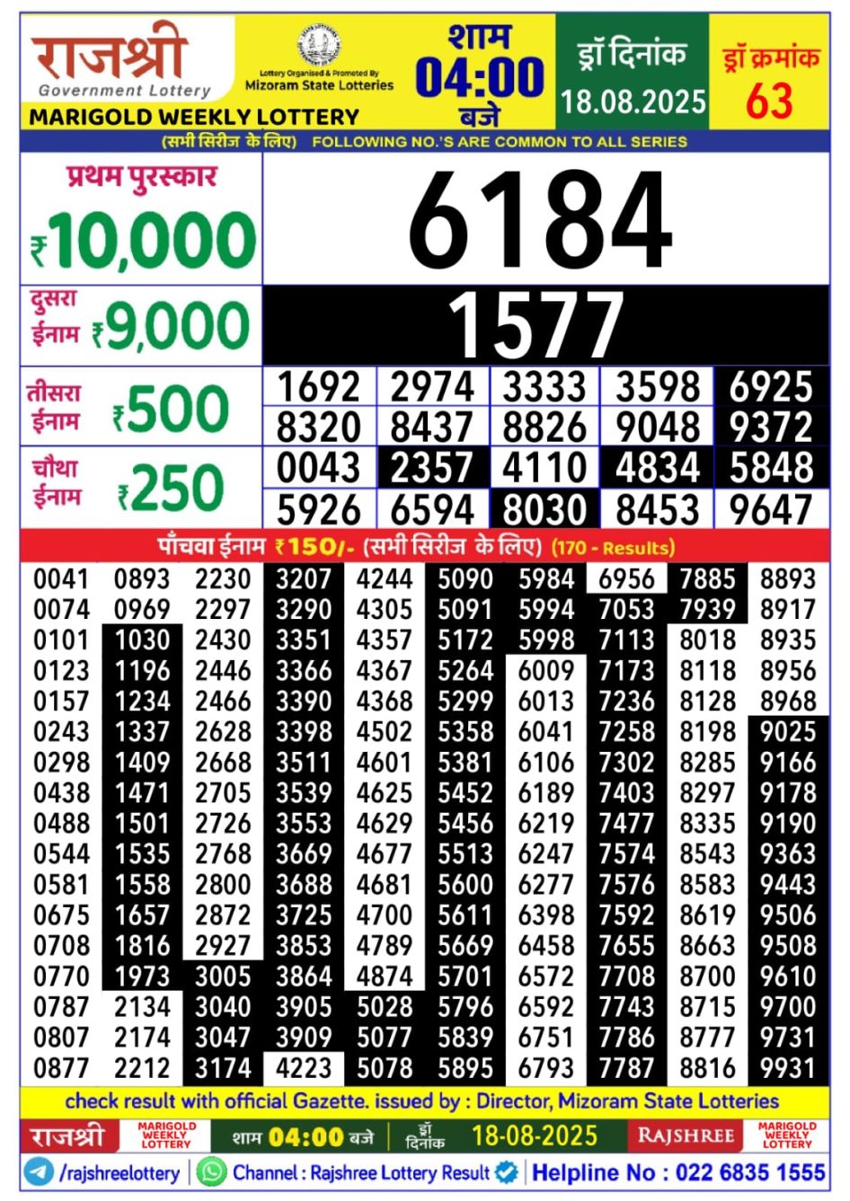 Everest Result Today Dear Lottery Chart