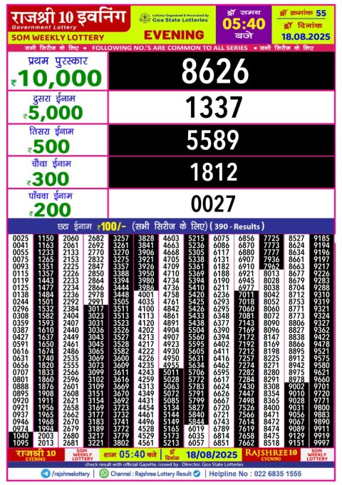 Everest Result Today Dear Lottery Chart