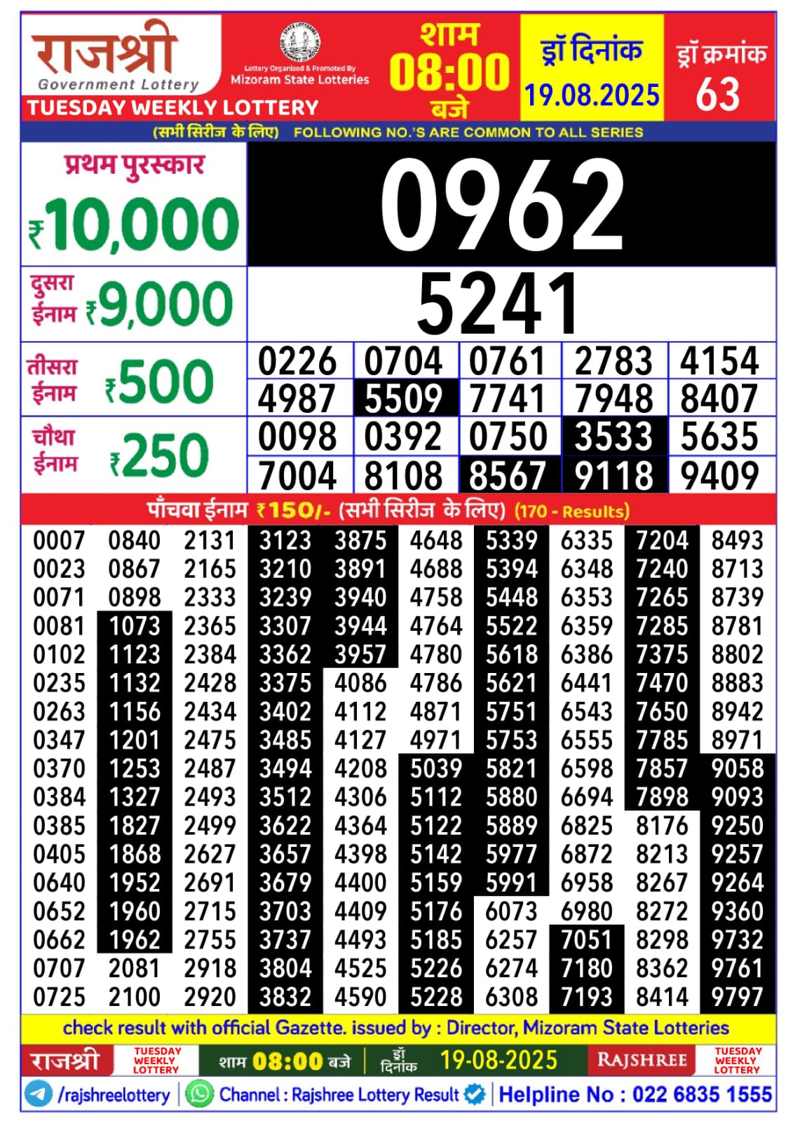 Everest Result Today Dear Lottery Chart