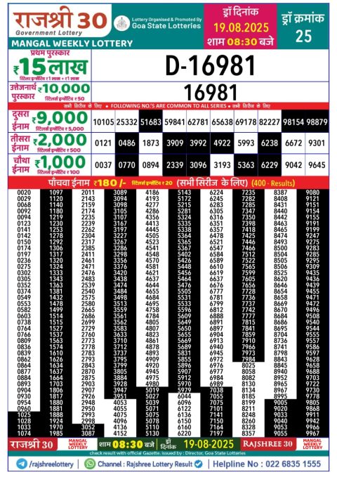 Everest Result Today Dear Lottery Chart